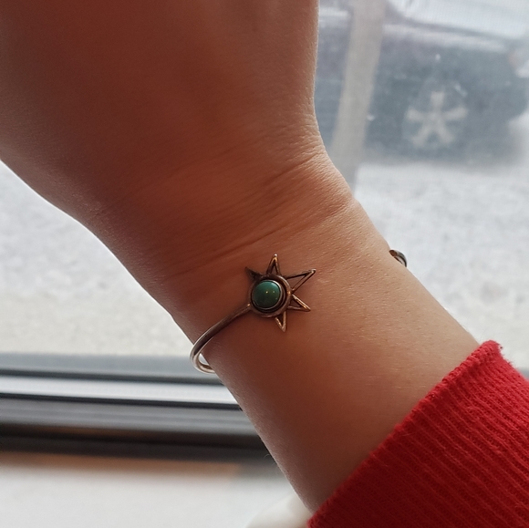 Avrocomy sterling silver and turquoise sun cuff - Picture 2 of 6